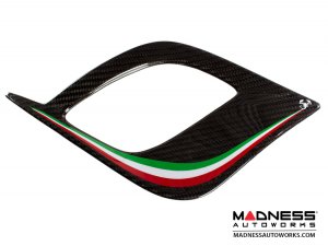FIAT 500 Front Side Air Duct Diffuser Set - Carbon Fiber - Italian Racing Stripe w/ White Scorpion - NA Model